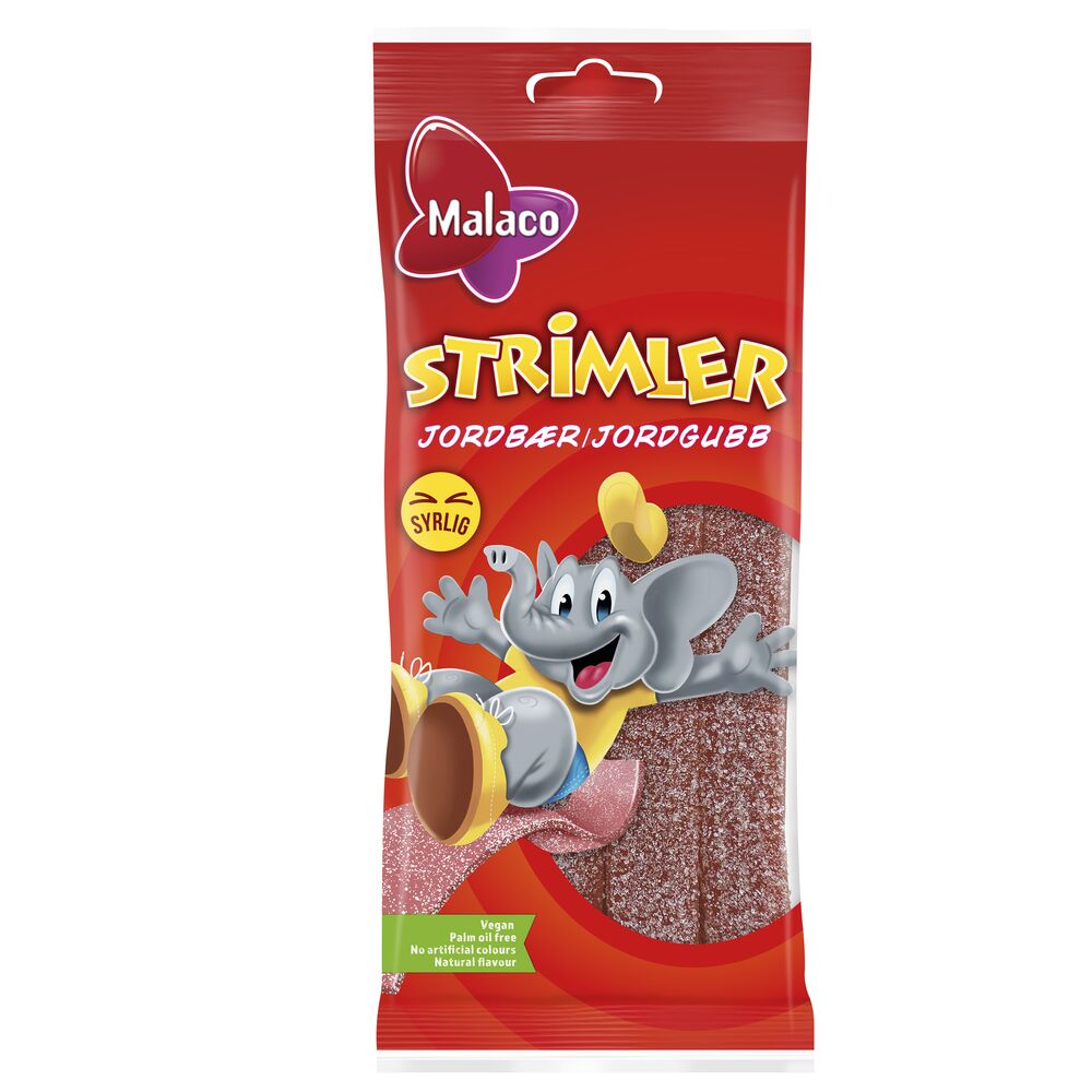 Malaco Strimler Jordbær 80g